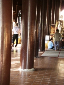 Polished floor and concrete pillars