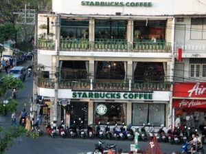 The 3 story Starbucks in Chiang Mai.  We haven't actually been in there, it looks like a different universe as we walk by and look in the window. 